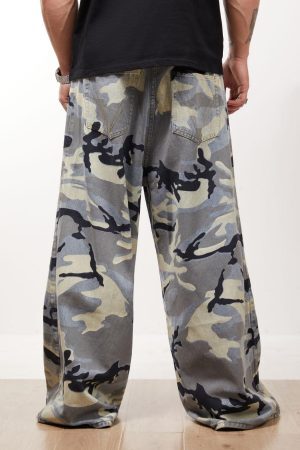 Concert Outfit Street Retro Camouflage Baggy Jeans