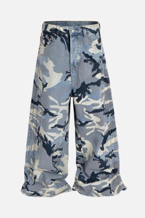 Concert Outfit Street Retro Camouflage Baggy Jeans