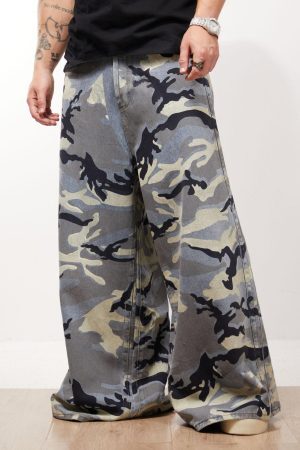 Concert Outfit Street Retro Camouflage Baggy Jeans