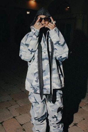 Concert Outfit Street Retro Camouflage Baggy Jeans