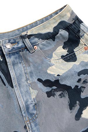 Concert Outfit Street Retro Camouflage Baggy Jeans