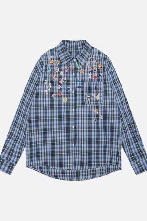 Concert Outfit Street Retro Cleanfit Plaid Shirt