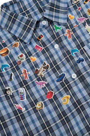 Concert Outfit Street Retro Cleanfit Plaid Shirt