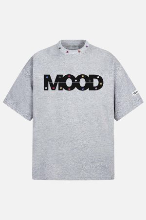 Concert Outfit Street Retro MOOD Patch Embroidered Rivet T-Shirt