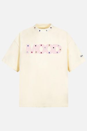 Concert Outfit Street Retro MOOD Patch Embroidered Rivet T-Shirt