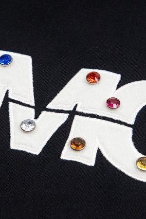 Concert Outfit Street Retro MOOD Patch Embroidered Rivet T-Shirt