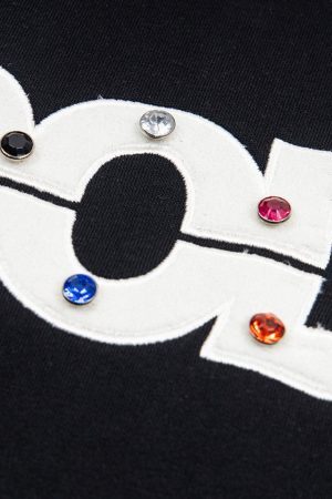 Concert Outfit Street Retro MOOD Patch Embroidered Rivet T-Shirt