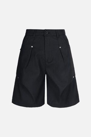 Concert Outfit Street Retro Pleated Rivet Shorts