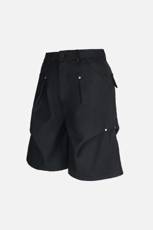 Concert Outfit Street Retro Pleated Rivet Shorts