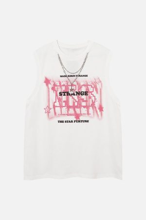 Concert Outfit Street Retro Star Chain Print Vest