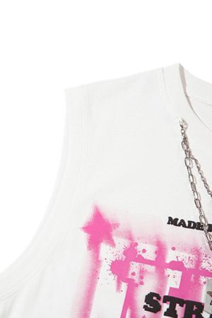 Concert Outfit Street Retro Star Chain Print Vest