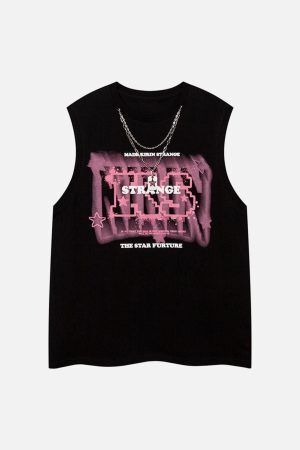 Concert Outfit Street Retro Star Chain Print Vest