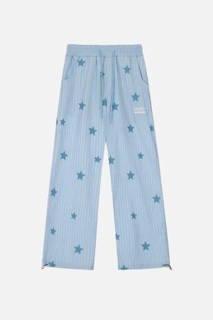 Concert Outfit Street Retro Star Vertical Stripes Trousers