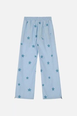 Concert Outfit Street Retro Star Vertical Stripes Trousers