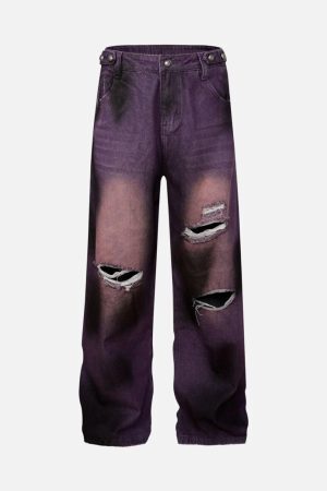 Concert Outfit Street Ripped Dirty Dye Jeans