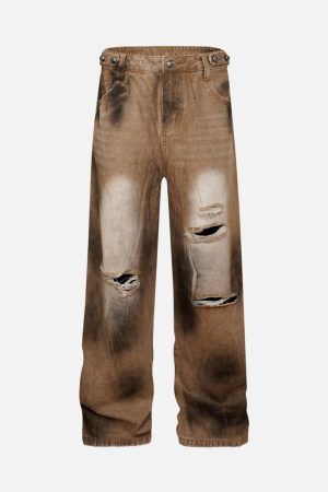 Concert Outfit Street Ripped Dirty Dye Jeans