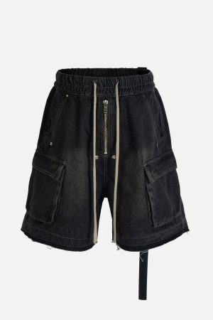 Concert Outfit Street RO Washed Denim Cargo Jort