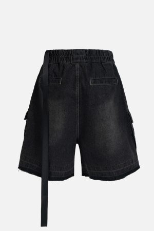 Concert Outfit Street RO Washed Denim Cargo Jort