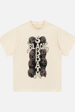 Concert Outfit Street Skull Graphic T-Shirt