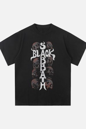 Concert Outfit Street Skull Graphic T-Shirt