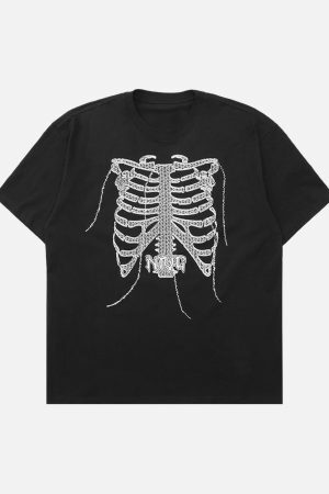 Concert Outfit Street Skull Print T-Shirt
