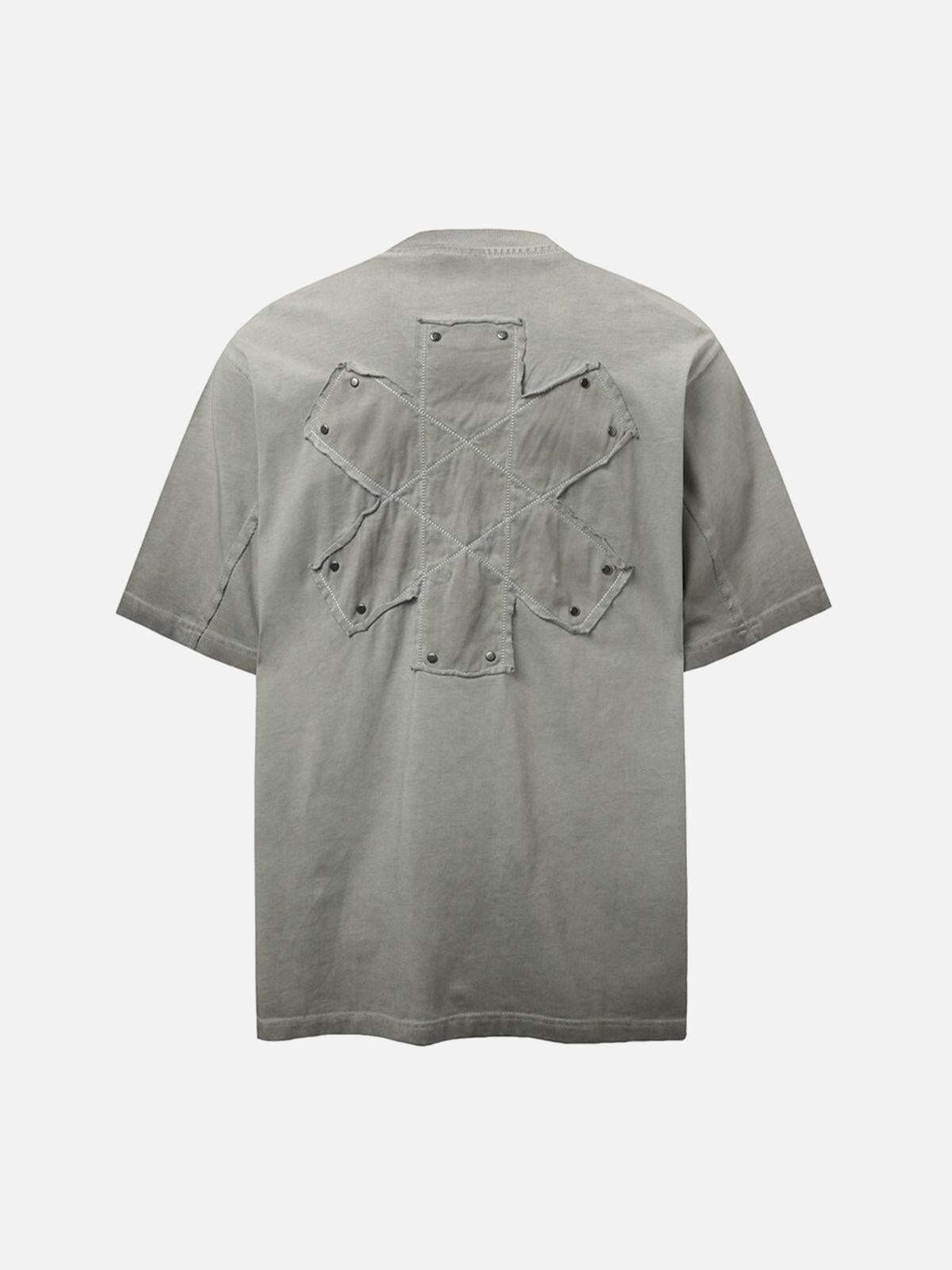 Concert Outfit Street Split Studded Patch T-Shirt Concert Outfit Street Split Studded Patch T-Shirt