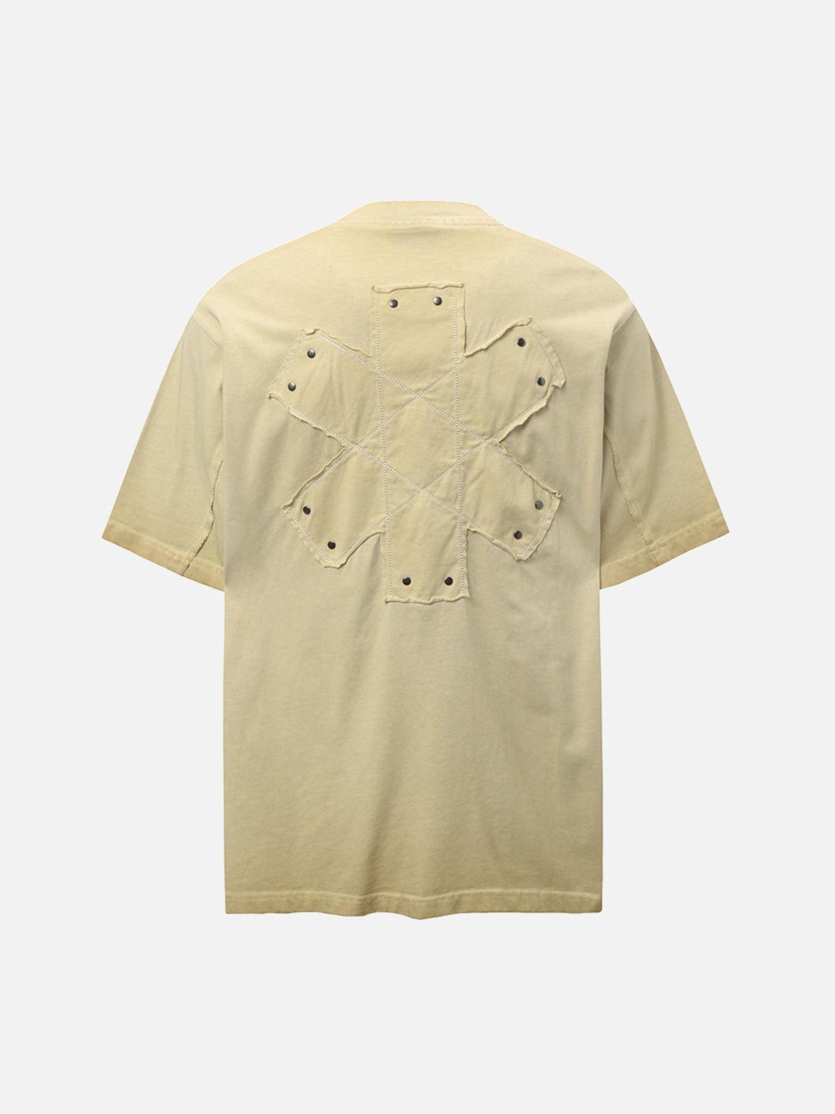 Concert Outfit Street Split Studded Patch T-Shirt Concert Outfit Street Split Studded Patch T-Shirt