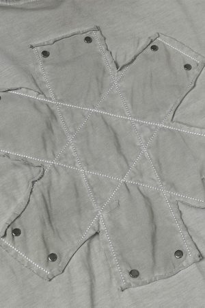 Concert Outfit Street Split Studded Patch T-Shirt