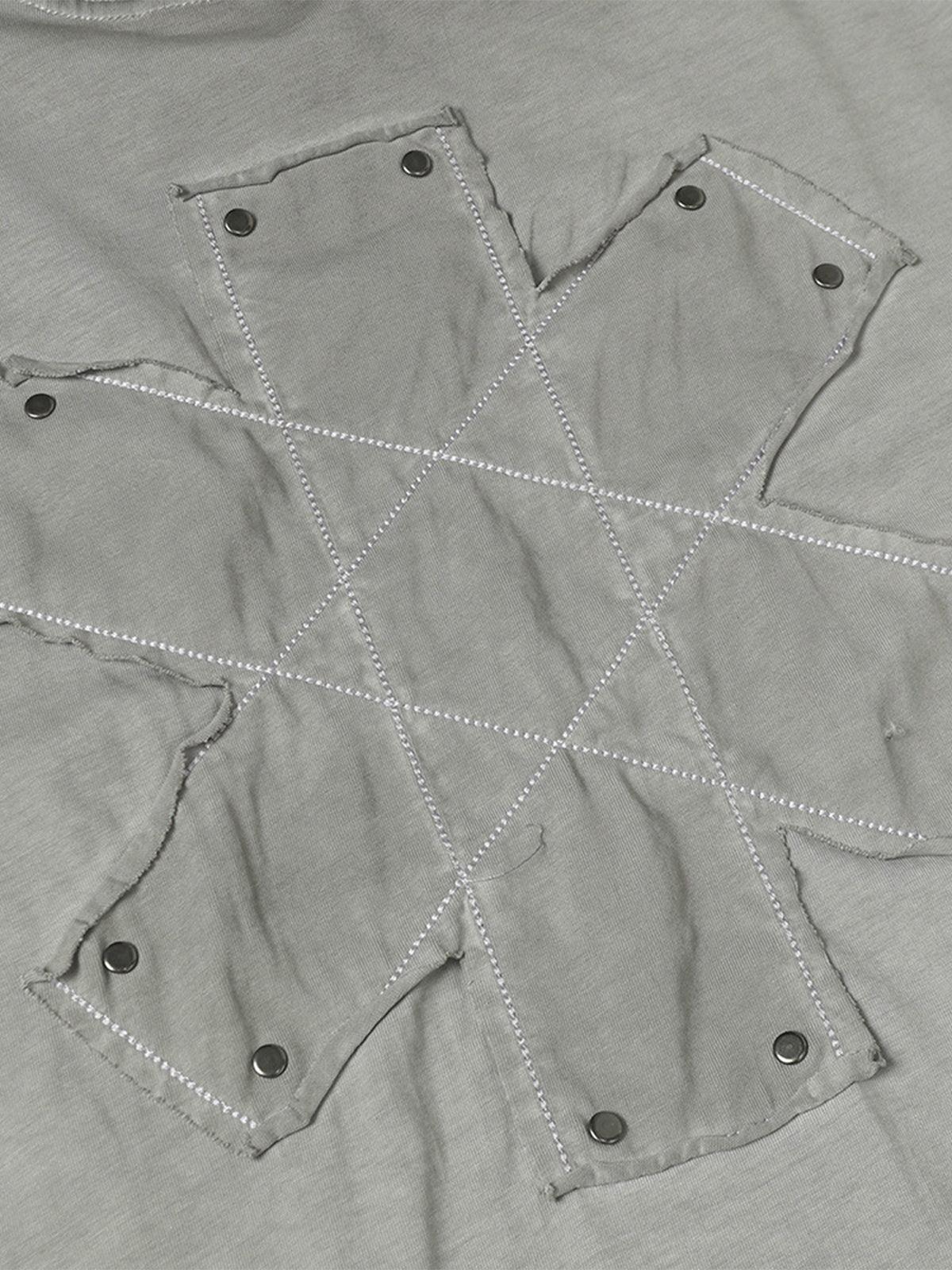 Concert Outfit Street Split Studded Patch T-Shirt Concert Outfit Street Split Studded Patch T-Shirt