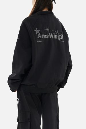 Concert Outfit Street Stars Embroidered Zip-Up Jacket