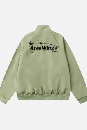 Concert Outfit Street Stars Embroidered Zip-Up Jacket