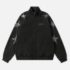 Concert Outfit Street Stars Embroidered Zip-Up Jacket