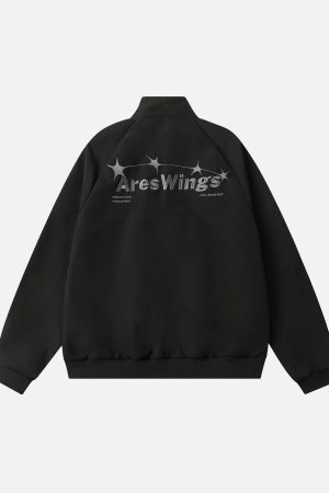 Concert Outfit Street Stars Embroidered Zip-Up Jacket