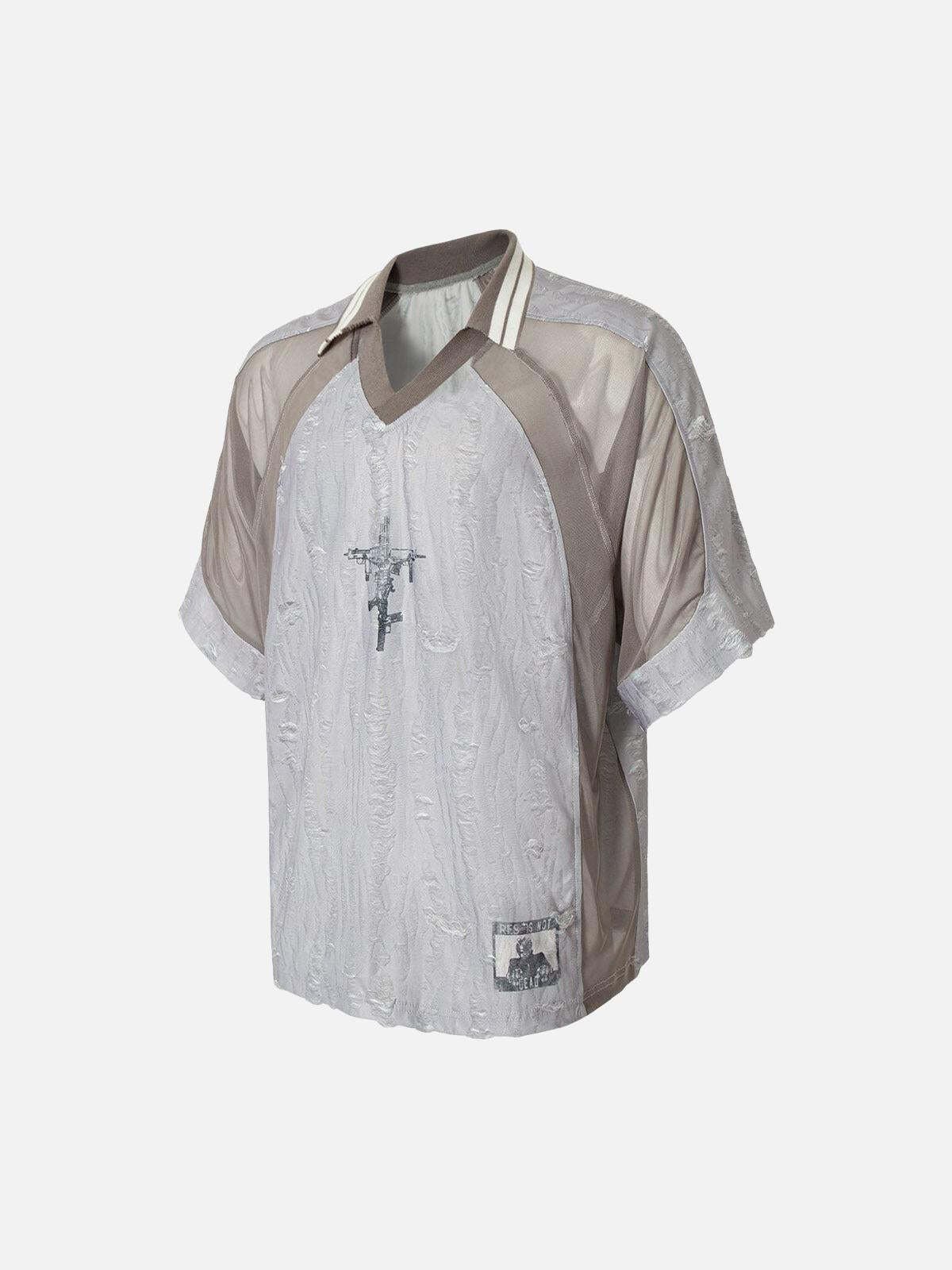 Concert Outfit Street Stitching Cross Print T-Shirt Concert Outfit Street Stitching Cross Print T-Shirt