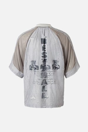 Concert Outfit Street Stitching Cross Print T-Shirt