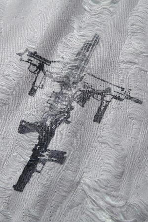 Concert Outfit Street Stitching Cross Print T-Shirt