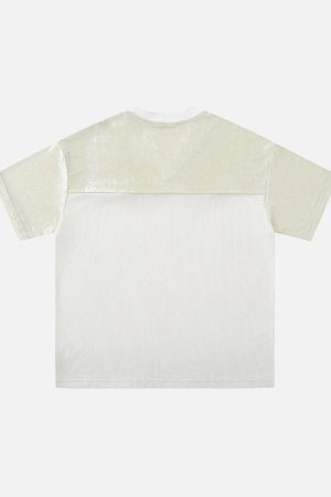 Concert Outfit Street Stitching Mesh Character Print T-Shirt