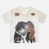 Concert Outfit Street Stitching Mesh Character Print T-Shirt