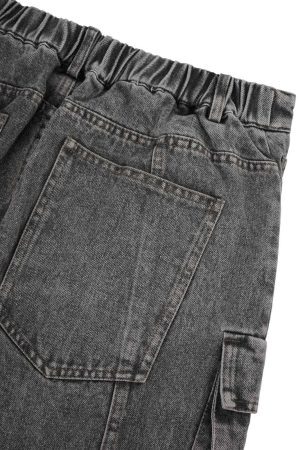 Concert Outfit Street Stitching Multi-Pocket Workwear Washed Jeans