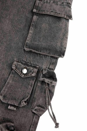 Concert Outfit Street Stitching Multi-Pocket Workwear Washed Jeans