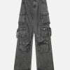 Concert Outfit Street Stitching Multi-Pocket Workwear Washed Jeans