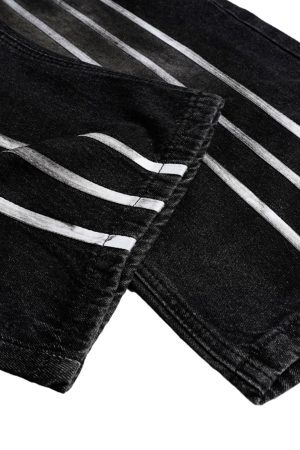 Concert Outfit Street Stripe Dirty Dye Barrel Jeans