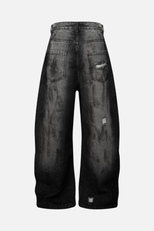 Concert Outfit Street Stripe Dirty Dye Barrel Jeans