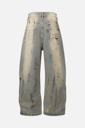 Concert Outfit Street Stripe Dirty Dye Barrel Jeans
