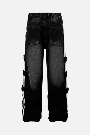 Concert Outfit Street Stripe Paneled Work Jeans
