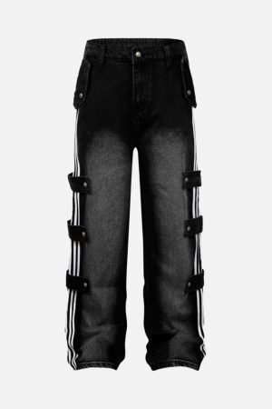 Concert Outfit Street Stripe Paneled Work Jeans