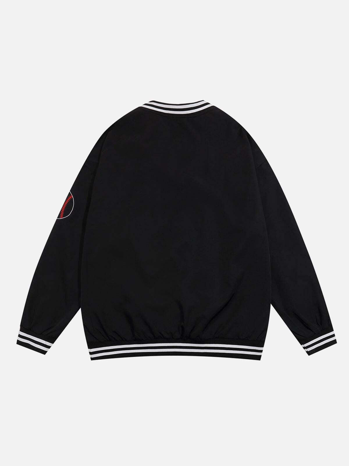 Concert Outfit Street V-Neck Baseball-Inspired Sweatshirt Concert Outfit Street V-Neck Baseball-Inspired Sweatshirt