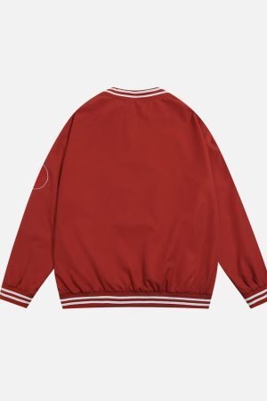 Concert Outfit Street V-Neck Baseball-Inspired Sweatshirt