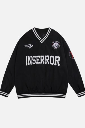 Concert Outfit Street V-Neck Baseball-Inspired Sweatshirt