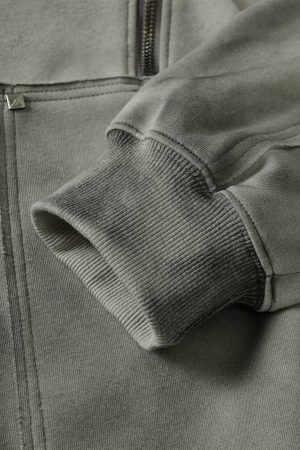 Concert Outfit Street Washed Distressed Stitching Rivet Hooded Jacket